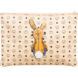 MCM Monogram Visetos Zoo Rabbit Print Zip Clutch