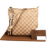 Gucci Monogram GG Canvas Lovely Heart Stripe Metallic Leather Crossbody Bag