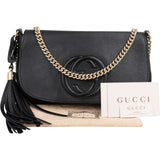 Gucci Pebbled Leather Soho Chain Tassel Crossbody Bag