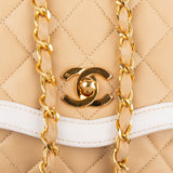 Chanel Bicolor Quilted Lambskin 24K Gold Single Flap Crossbody Bag