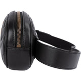 Gucci Black Matelassé Leather GG Marmont Crossbody Belt Bag