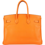 Hermès Orange H Epsom Leather Palladium Birkin 35 Handbag