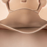 Hermès Etoupe Clemence Leather Palladium Birkin 35 Handbag