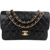 Chanel Quilted Caviar Leather Small Double Flap Shoulder Bag