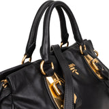 Prada Soft Black Calf Leather Handle Satchel Handbag
