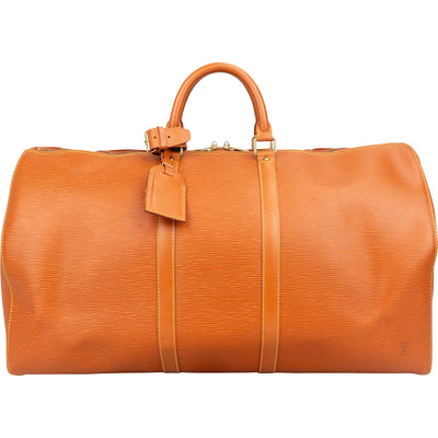 [🔄️B07 / F13] Louis Vuitton Fawn Epi Leather Keepall 55 Travel Bag - vintageandkickz