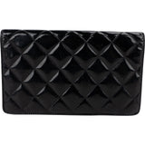 Chanel Quilted Patent Leather Crystal CC Flap Wallet