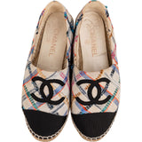 Chanel Multicolor Black Tweed CC Espadrilles Shoes (37)