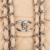 Chanel Quilted Caviar Leather Palladium Jumbo Single Flap Crossbody Bag