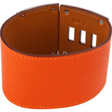Hermès Silver Tone Orange Leather Kelly Dog Extreme Orange PHW Bracelet