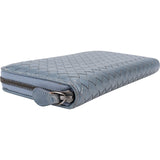 Bottega Veneta Blue Intrecciato Zip Around Wallet