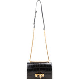 Alexander McQueen Croc-Embossed Leather Jewelled Knuckle Crossbody Bag