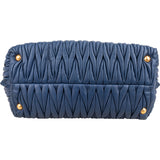 Miu Miu Blue Quilted Matelassé Nappa Leather Handbag
