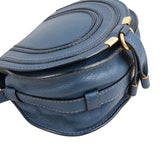 Chloé Blue Grained Calfskin Marcie Saddle Crossbody Bag