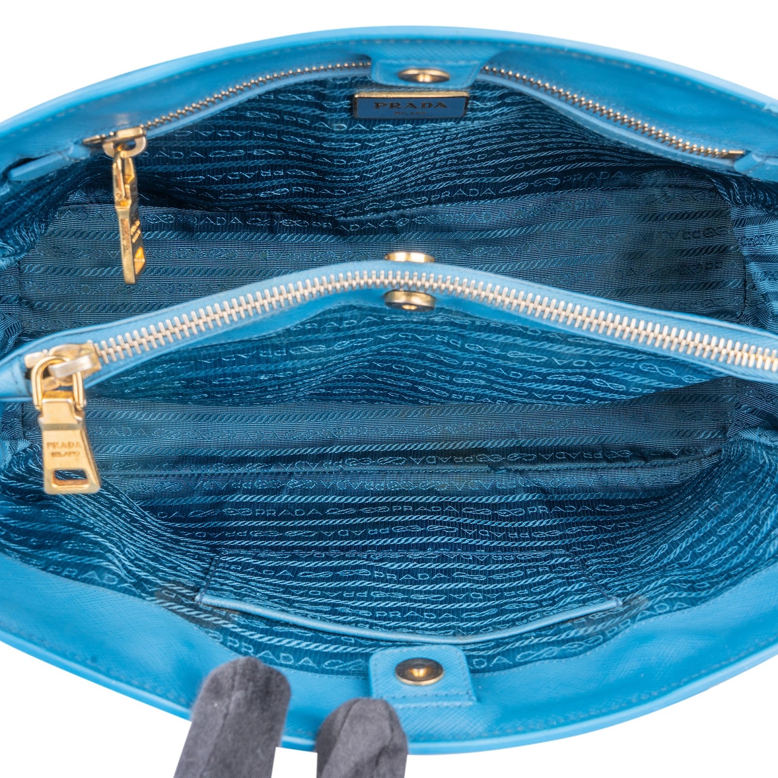 Prada Blue Saffiano Leather Galleria Handbag - vintageandkickz