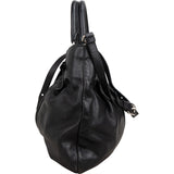 Prada Black Soft Calfskin Gathered Belt Hobo Handbag