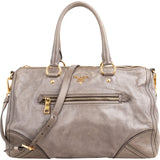 Prada Vitello Shine Leather Bauletto Satchel Handbag