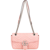 Gucci Pink Leather GG Marmont Matelassé Shoulder Crossbody Bag