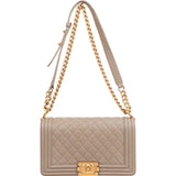 Chanel Quilted Caviar Leather Medium Single Boy Crossbody Bag