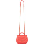 [🔄️B06 / F15] Chanel Red Leather Chevron Lambskin Mini Flap Bag with Top Handle Handbag - vintageandkickz