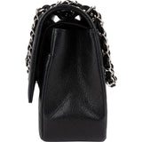 Chanel Quilted Caviar Leather Palladium Double Flap Jumbo Crossbody Bag