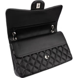 Chanel Quilted Lambskin Palladium Jumbo Double Flap Crossbody Bag