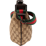 Gucci Monogram GG Canvas Web Strap Half Moon Crossbody Bag