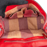 Gucci Red Pebbled Leather Bamboo Daily Top Handle Handbag