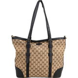 Gucci Monogram GG Canvas Trimmed Leather Tote Shoulder Bag