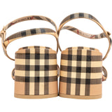 Burberry Nova-Check Monogram Patent Leather Cornwall Block Heel Sandals (39)