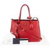 Prada Red Saffiano Leather Double Handbag