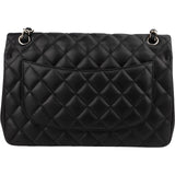 Chanel Quilted Lambskin Palladium Jumbo Double Flap Crossbody Bag