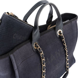 Chanel Bleu Cotton Deauville Tote Handbag