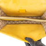 Gucci Monogram GG Supreme Canvas Suede Crystal Embellished Velvet Ribbon Dionysus Shoulder Bag