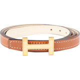 Hermès Reversible Brown Swift & Epsom Leather Focus H Constance Belt (70)