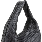 Bottega Black Intrecciato Leather Belly Hobo Shoulder Bag