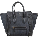 Céline Denim & Leather Luggage Tote Handbag