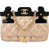 Chanel Quilted Metallic Leather Clip Bar CC Single Flap Crossbody Bag