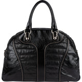Gucci GG Black Quilted and Grained Patent Bowler Handbag
