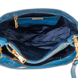 Miu Miu Blue Leather Vitello Lux Tote Handbag