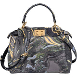 Fendi Marbled Leather Peekaboo Mini Handbag