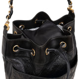 Chanel Quilted Lambskin CC Drawstring Bucket Crossbody Bag