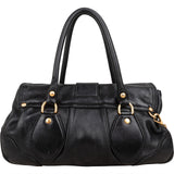 Prada Black Leather Cervo Lux Dragon Satchel Handbag