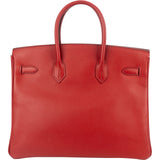 Hermès Rouge Epsom Leather Palladium Birkin 35 Handbag