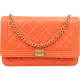 Chanel Quilted Lambskin Boy Wallet on Chain Crossbody Bag