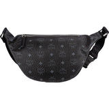 MCM Black Leather Visetos Stark Belt Crossbody Bag