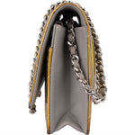 Chanel Ribbed Metallic Patent Leather Wallet On Chain Crossbody Bag - vintageandkickz