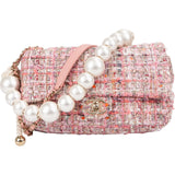 Chanel Tweed Pearl Handle Single Flap Crossbody Bag