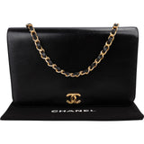 Chanel Noir Boxcalf CC Single Flap Shoulder Bag