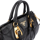 Prada Black Soft Calfskin Buckle Satchel Handbag